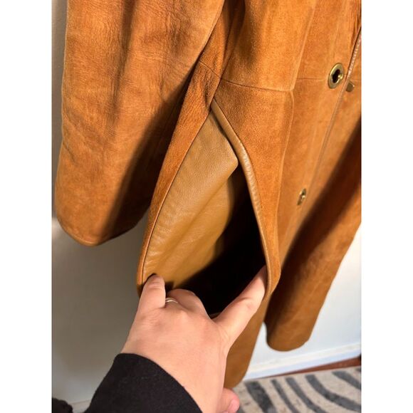 Sills Bonnie Cashin Leather Suede Trench Coat VTG Jacket Brass Twist Lock sz S - Picture 2 of 10